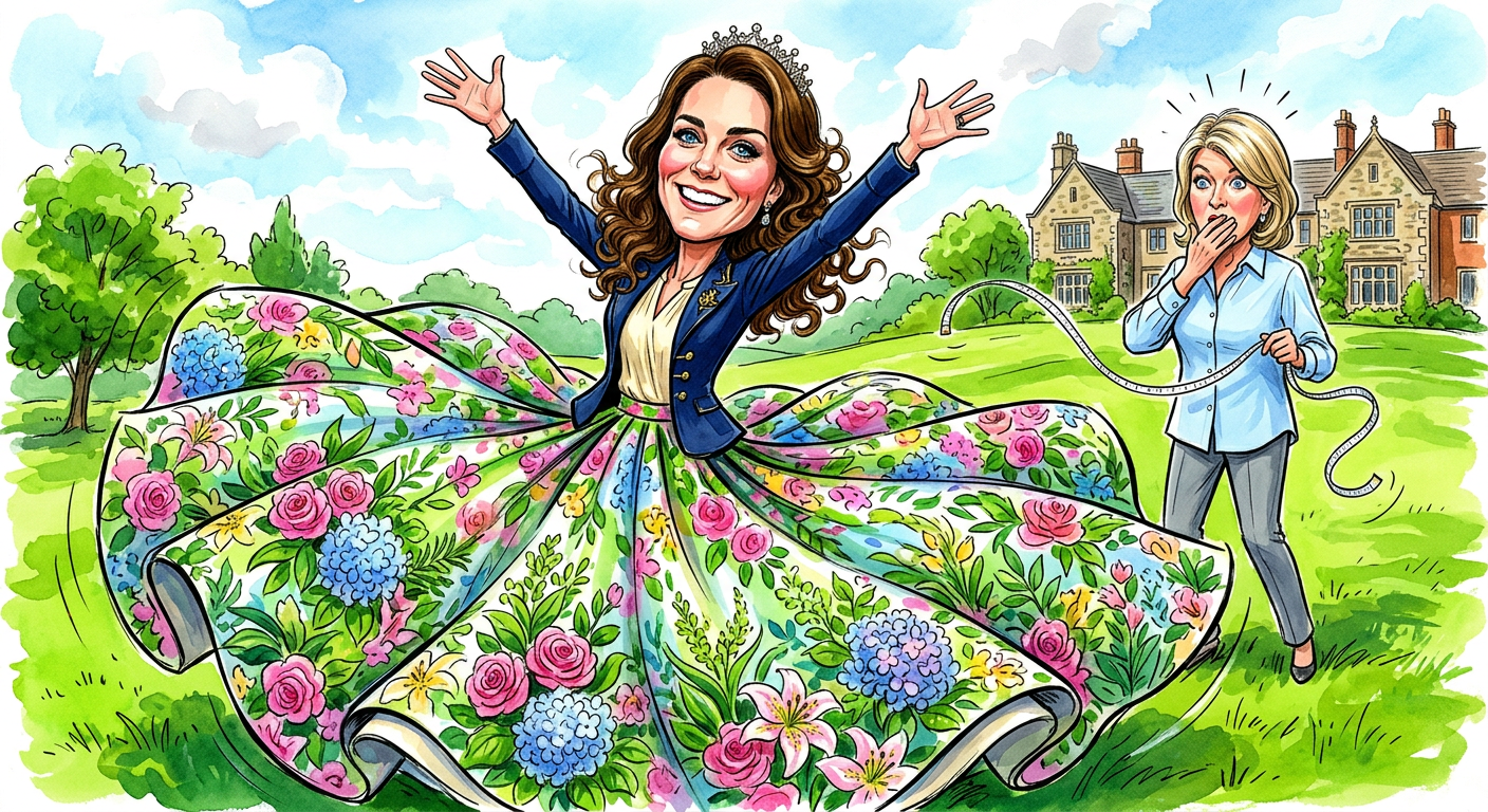 A caricature of the Princess of Wales in the story Kate Middleton Discovers Groundbreaking Technology Called Legs in Shocking Summer Skirt Reveal.