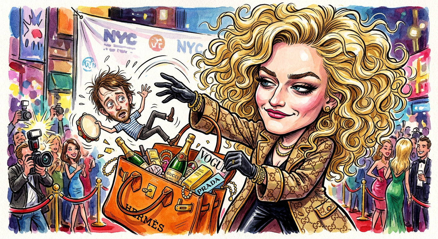 A caricature of the actress following the news that Julia Garner Breaks Free From Foster the People To Foster Her Own Sanity.