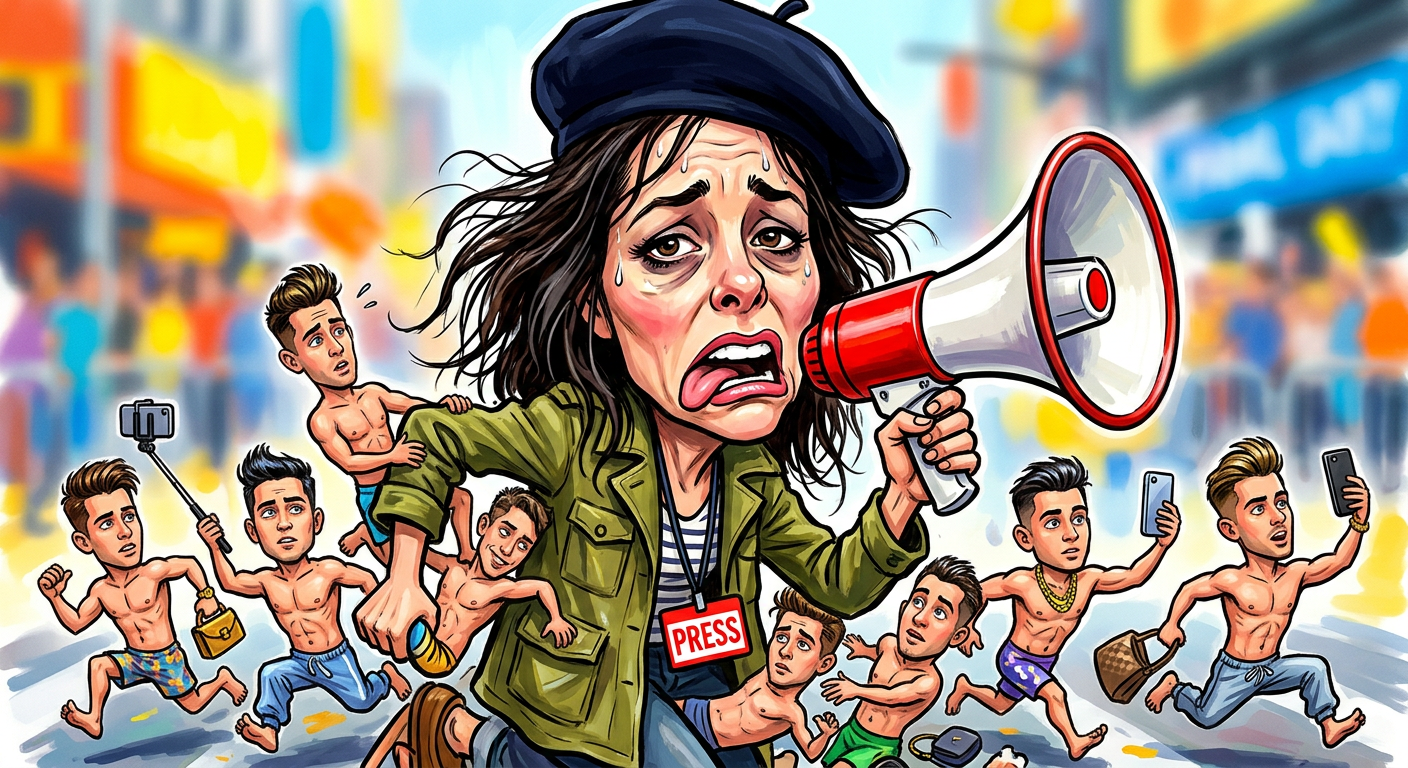 A caricature of the actress for the article Indie Darling Parker Posey Hired to Keep Harry Jowsey From Touching Things.