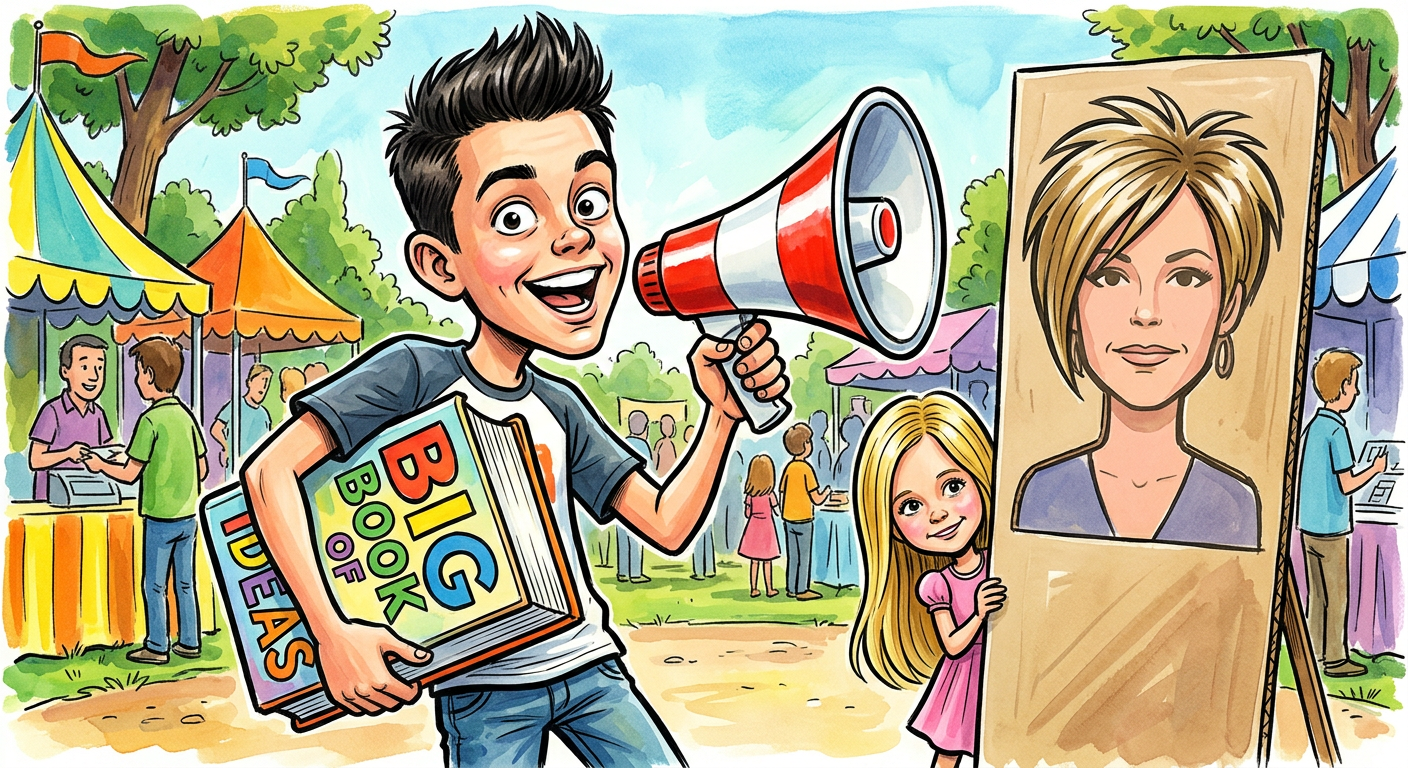 A caricature depicting the headline Collin Gosselin Claims Sister Hannah is Conducting Emergency PR Shielding for Mom Kate, showing the siblings in a tug-of-war over a family photo.
